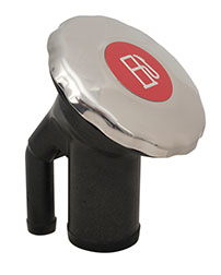 Sealed Ratcheting Cap Fills with Pressure Relief and Color Coded Metallic Insert - Angled Neck